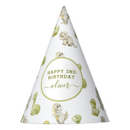 Gorro De Fiesta Fiesta de Cumpleaños de Dinosaurios con Acuarela p