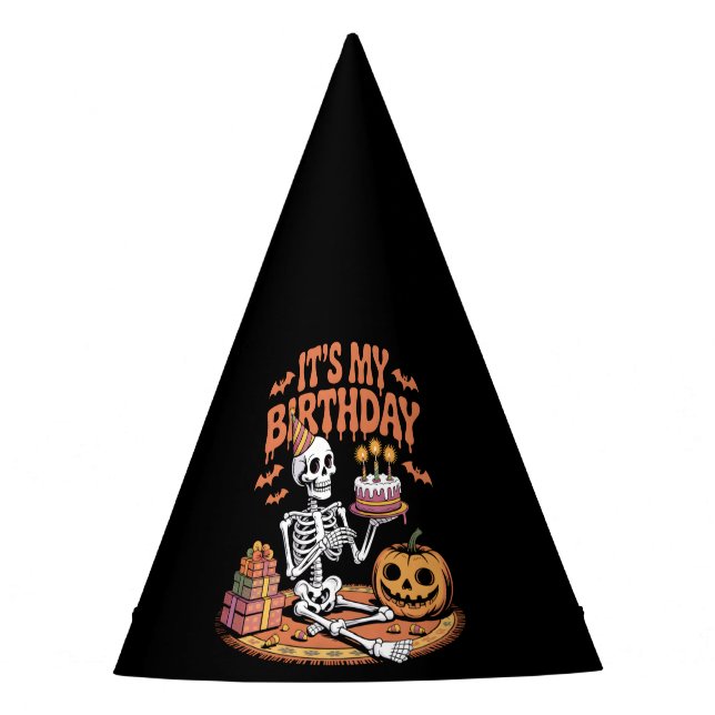 Gorro De Fiesta Fiesta de cumpleaños de esqueleto Halloween calaba (Anverso)