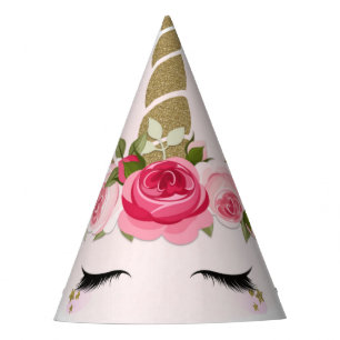 Gorro De Fiesta Fiesta de cumpleaños de las flores de unicornio de