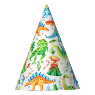 Gorro De Fiesta Fiesta de cumpleaños de los dinosaurios acuarelas