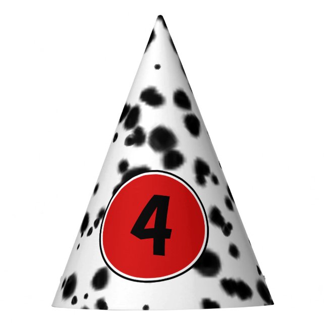 Gorro De Fiesta Fiesta de Cumpleaños de Manchas Negras Blancas y R (Anverso)