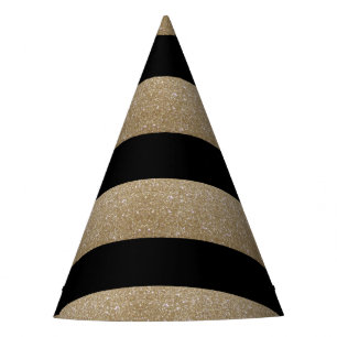 Gorro De Fiesta fiesta de cumpleaños de oro negro geométrico de la