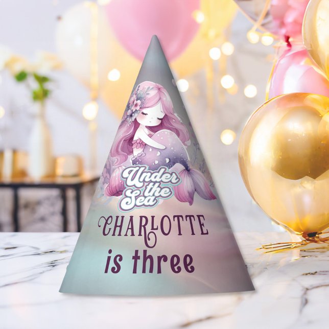 Gorro De Fiesta Fiesta de cumpleaños de sirena mágica para niños (Subido por el creador)