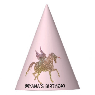 Gorro De Fiesta Fiesta de cumpleaños de Unicornio con Purpurina Ro