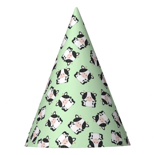 Gorro De Fiesta Fiesta de Cumpleaños de Vaca Verde (Anverso)