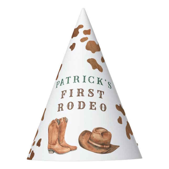 Gorro De Fiesta Fiesta de cumpleaños del 1er Rodeo Vaquero del Oes (Anverso)