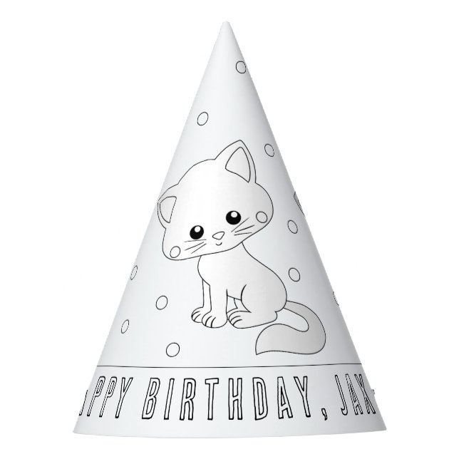 Gorro De Fiesta Fiesta de Cumpleaños del Gato - Coloca tu propio G (Anverso)