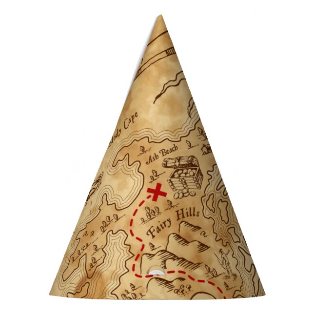 Gorro De Fiesta Fiesta de Cumpleaños Mapa del Tesoro Antiguo Pirat (Izquierda)