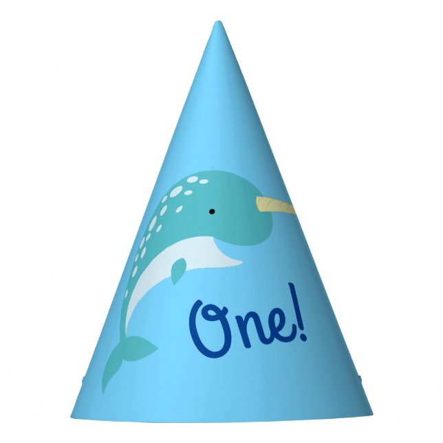 Gorro De Fiesta Fiesta de cumpleaños Narwhal (Anverso)