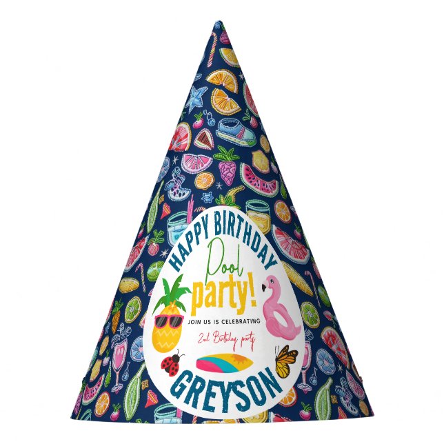 Gorro De Fiesta Fiesta de grupo | Moderna fiesta de cumpleaños tem (Anverso)