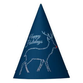 Gorro De Fiesta Fiesta de Navidad Reno Cielo Azul Estrellas Brilla