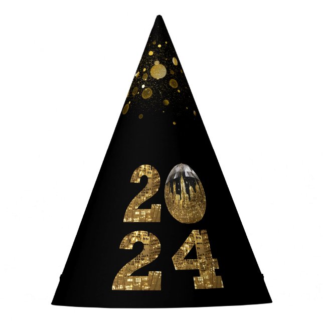 Gorro De Fiesta fiesta de Nochevieja de 2024—Ball-NYC Gold- (Anverso)