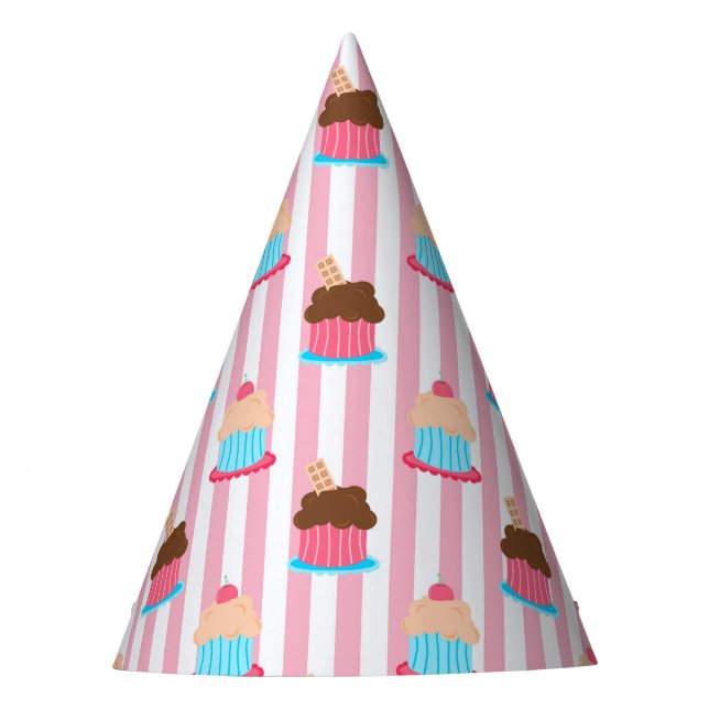 Gorro De Fiesta Fiesta de patrón de pastel de chocolate rosa Aqua (Anverso)