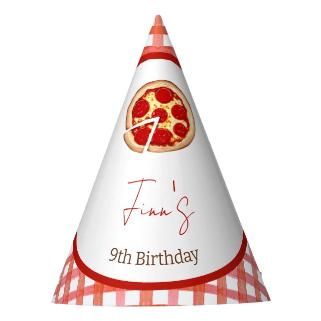 Gorro De Fiesta Fiesta de Pizza Cumpleaños de Cualquier Edad (Anverso)