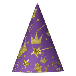Gorro De Fiesta Fiesta de Princesas Niñas Purpura y Dorado con Bri