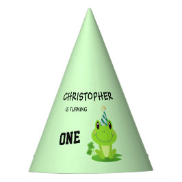 Gorro De Fiesta Fiesta de rana Primer cumpleaños Swamp Green Frogg