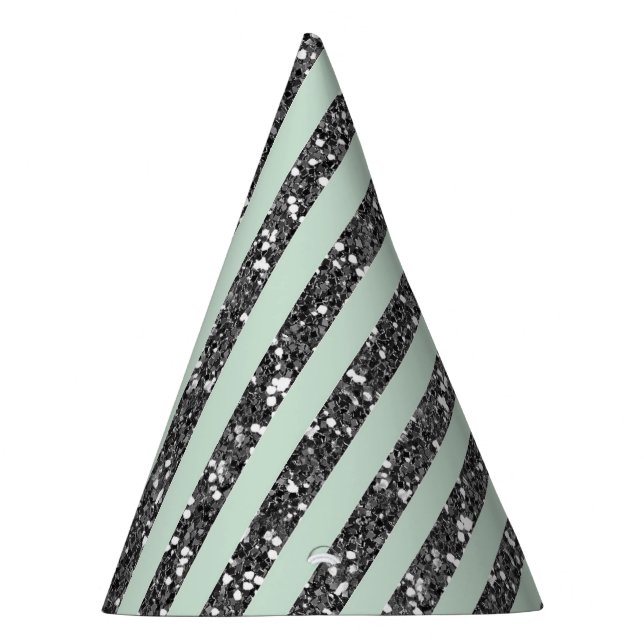 Gorro De Fiesta Fiesta de tiras de Purpurina Minint Green y Silver (Derecha)