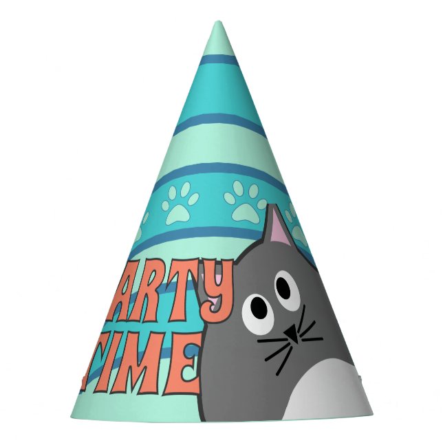 Gorro De Fiesta Fiesta del gato gris (Anverso)