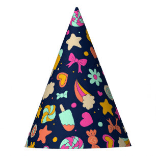Gorro De Fiesta Fiesta divertido Confetti Estrella, corazón, flo