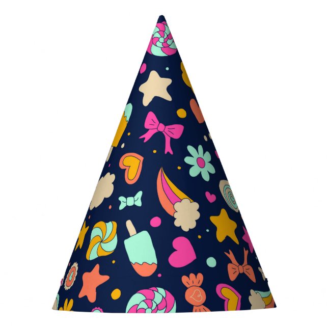 Gorro De Fiesta Fiesta divertido Confetti | Estrella, corazón, flo (Anverso)
