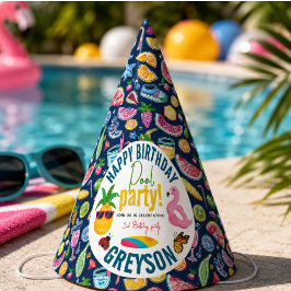 Gorro De Fiesta Fiesta en la Piscina | Cumpleaños Moderno con Tema