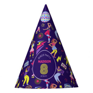 Gorro De Fiesta Fiesta Retro Morado Groovy Disco Patrón de los 80