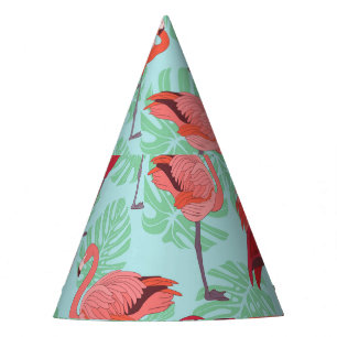Gorro De Fiesta Flamencos rosados: Patrón exótico sin foco.