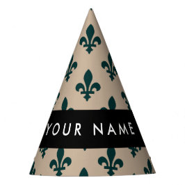 Gorro De Fiesta Fleur de Lis, Green on Beige, Royal, Your Name