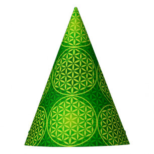 Gorro De Fiesta Flor de vida - patrón de sello - verde