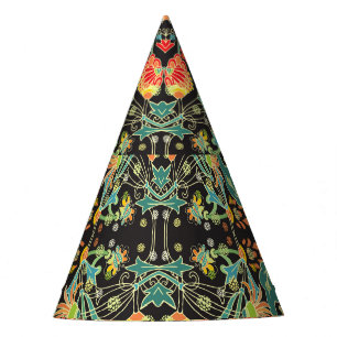 Gorro De Fiesta Floral caótica: patrón abstracto vintage.