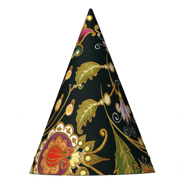 Gorro De Fiesta Floral decorativa: Púrpura dorado acrílico. (Anverso)