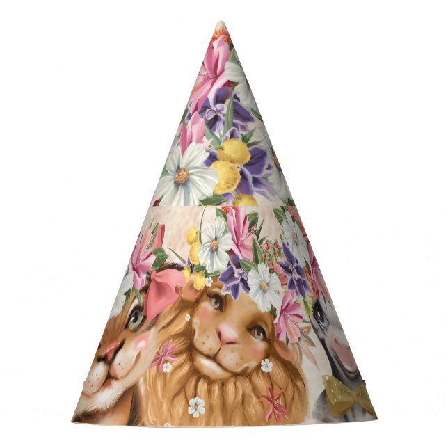 Gorro De Fiesta Floral Safari salvaje un bebé ducha oro (Anverso)