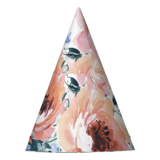 Gorro De Fiesta Flores acuarelas, ilustracion sin costura.