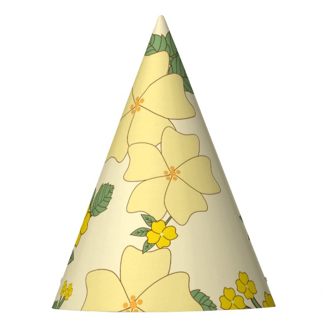 Gorro De Fiesta Flores Amarillas, Patrón Floral, Patrón De Flores (Anverso)