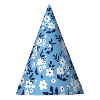 Gorro De Fiesta Flores azules y blancas: vintage