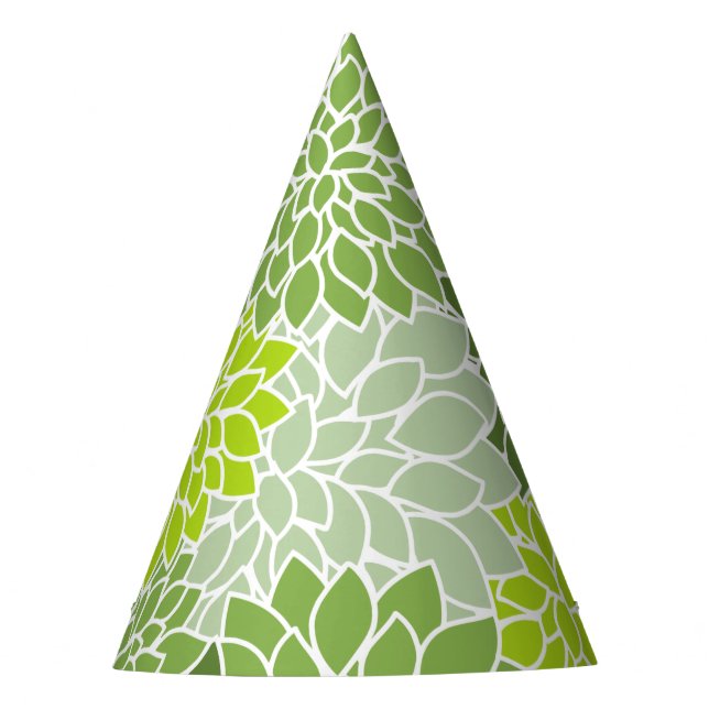 Gorro De Fiesta Flores Dahlia, Patrón De Flores, Dahlia Verde (Anverso)