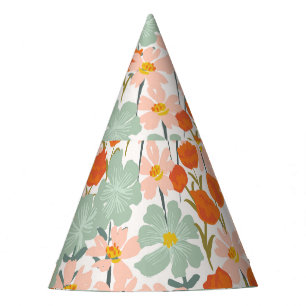 Gorro De Fiesta Flores de jardín: rosa, naranja sin costuras