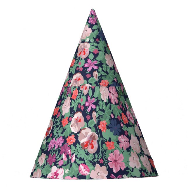 Gorro De Fiesta Flores de primavera: impresión de planta sin solda (Anverso)