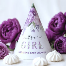 Flores moradas y rosas es un Baby Shower Chica