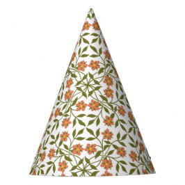 Gorro De Fiesta Flores Naranjas, Patrón Floral, Verdor, Boho