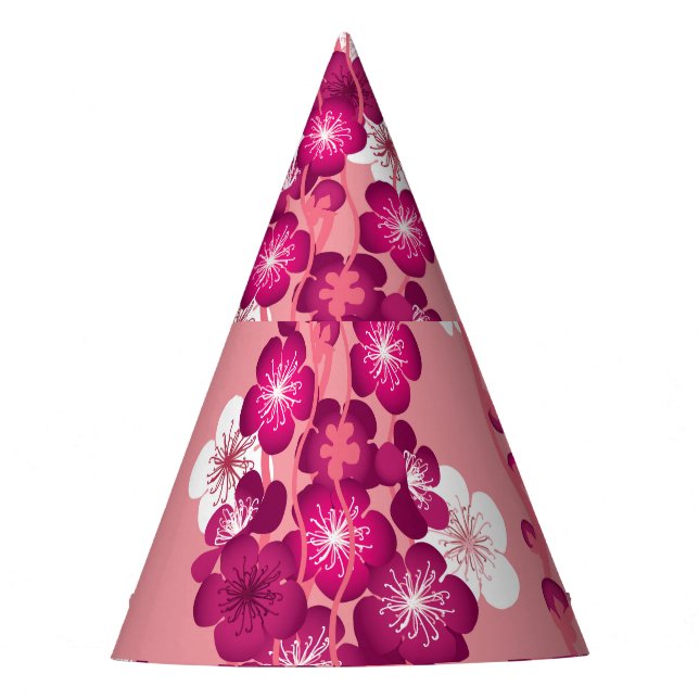 Gorro De Fiesta Flores rosadas de rosa: fondo sin costuras. (Anverso)