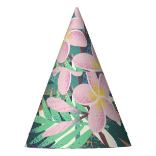 Gorro De Fiesta Frangipani Tropical: Vintage rosa-blanco.