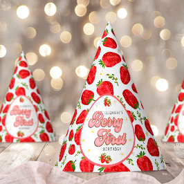 Gorro De Fiesta Fresa roja simple primer cumpleaños Berry primero