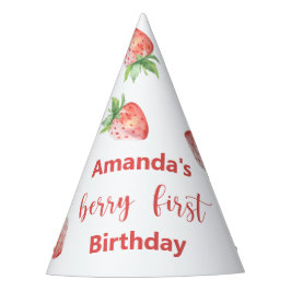 Gorro De Fiesta Fresas de color de agua fiesta de primer cumpleaño