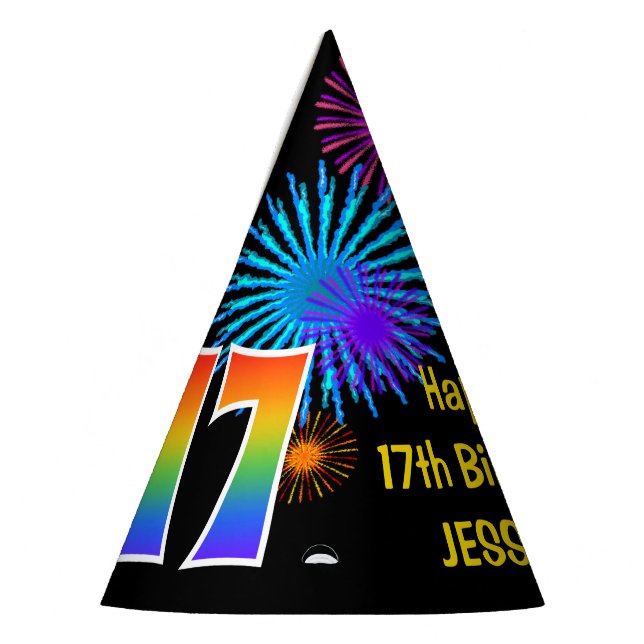 Gorro De Fiesta Fuegos artificiales divertidos + Patrón Arcoiris " (Izquierda)