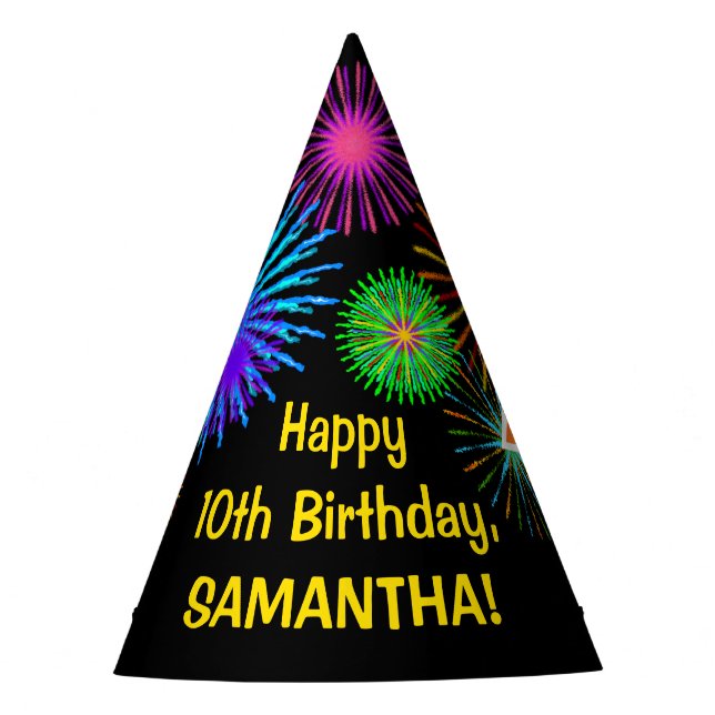 Gorro De Fiesta Fuegos artificiales divertidos + Patrón Arcoiris " (Anverso)