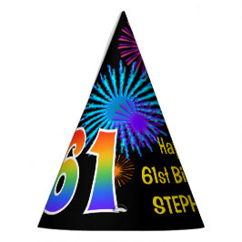 Gorro De Fiesta Fuegos artificiales divertidos + Patrón Arcoiris "