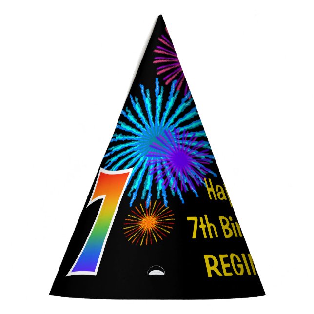 Gorro De Fiesta Fuegos artificiales divertidos + Patrón Arcoiris " (Izquierda)