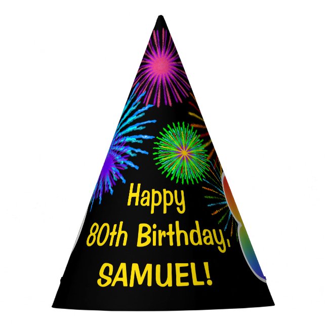 Gorro De Fiesta Fuegos artificiales divertidos + Patrón Arcoiris " (Anverso)