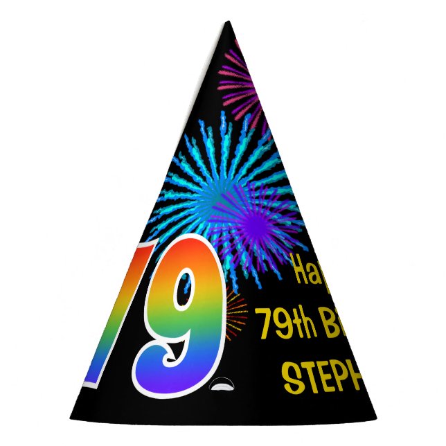 Gorro De Fiesta Fuegos artificiales divertidos + Patrón Arcoiris " (Izquierda)